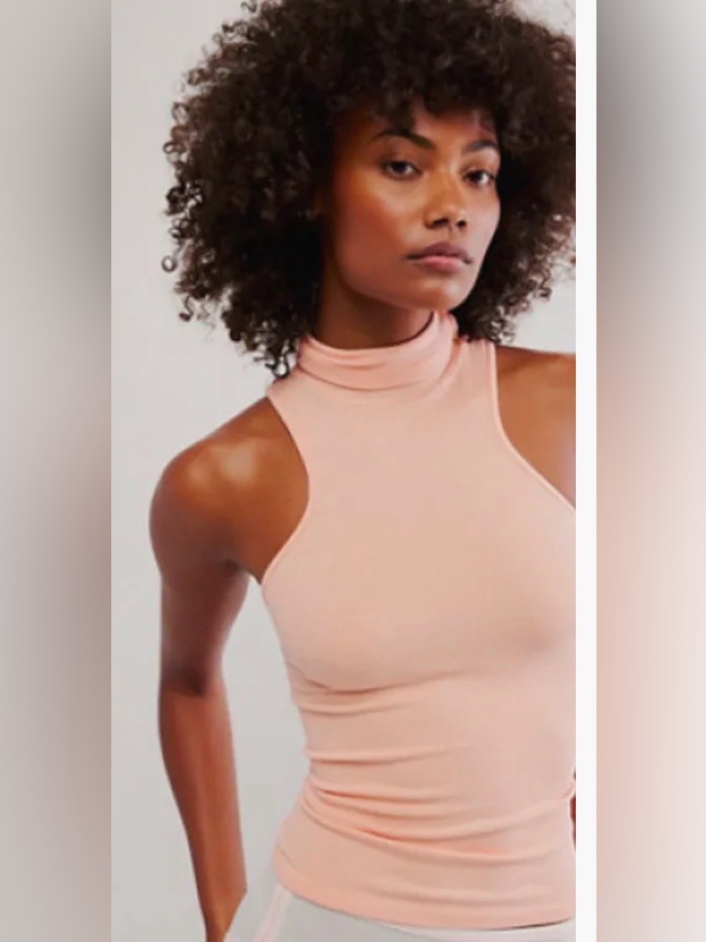 Free People Always Ready Seamless Turtleneck Tank in Peach XS/S NWT